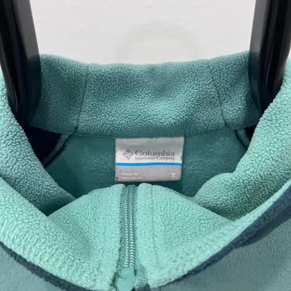 Columbia Two-Tone Green Lightweight Fleece Quarter-Zip Pullover ~ Women’s SM - Picture 5 of 5